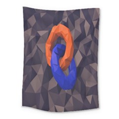 Low Poly Figures Circles Surface Orange Blue Grey Triangle Medium Tapestry