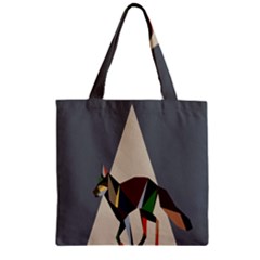 Nature Animals Artwork Geometry Triangle Grey Gray Zipper Grocery Tote Bag