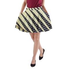 Line Chevron Triangle Grey A-line Pocket Skirt