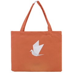 Origami Bird Animals White Orange Mini Tote Bag by Alisyart