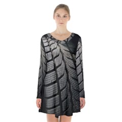 Auto Black Black And White Car Long Sleeve Velvet V-neck Dress by Nexatart