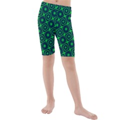 Plaid Green Light Kids  Mid Length Swim Shorts by Alisyart
