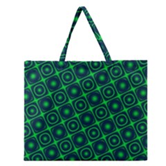 Plaid Green Light Zipper Large Tote Bag