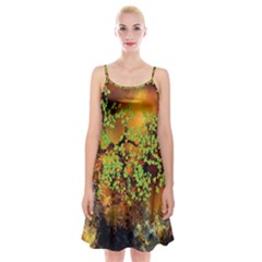 Backdrop Background Tree Abstract Spaghetti Strap Velvet Dress by Nexatart