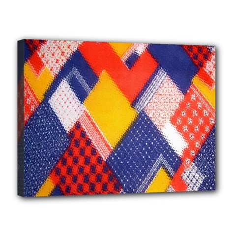 Background Fabric Multicolored Patterns Canvas 16  X 12  by Nexatart