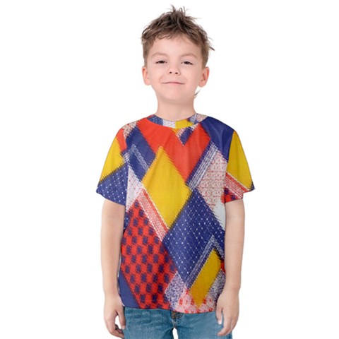Background Fabric Multicolored Patterns Kids  Cotton Tee by Nexatart