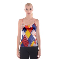 Background Fabric Multicolored Patterns Spaghetti Strap Top by Nexatart