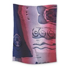 Background Fabric Patterned Blue White And Red Medium Tapestry by Nexatart