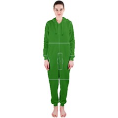 Soccer Field Football Sport Green Hooded Jumpsuit (ladies)  by Alisyart