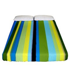 Simple Lines Rainbow Color Blue Green Yellow Black Fitted Sheet (california King Size) by Alisyart