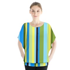 Simple Lines Rainbow Color Blue Green Yellow Black Blouse