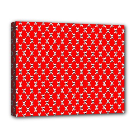 Red Skull Bone Texture Deluxe Canvas 20  X 16  