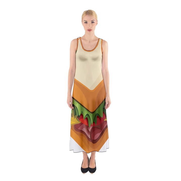 Sandwich Breat Chees Sleeveless Maxi Dress