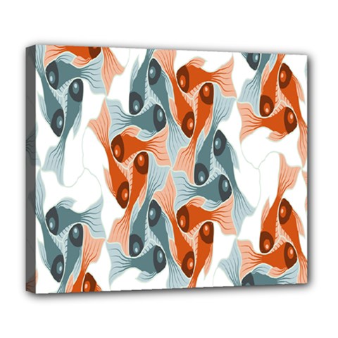 School Fish  Orange Grey Deluxe Canvas 24  X 20  