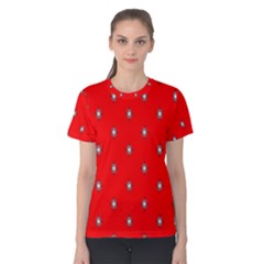 Simple Red Star Light Flower Floral Women s Cotton Tee