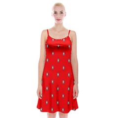 Simple Red Star Light Flower Floral Spaghetti Strap Velvet Dress