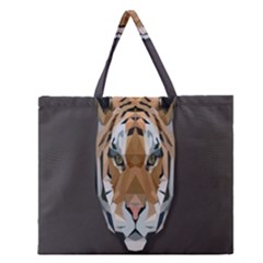 Tiger Face Animals Wild Zipper Large Tote Bag by Alisyart