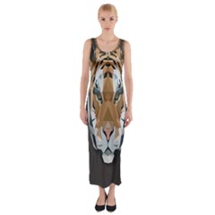 Tiger Face Animals Wild Fitted Maxi Dress