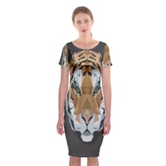 Tiger Face Animals Wild Classic Short Sleeve Midi Dress