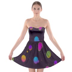 Spots Bright Rainbow Color Strapless Bra Top Dress by Alisyart
