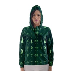 Ufo Alien Green Hooded Wind Breaker (women)