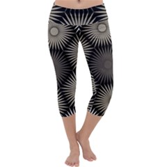 Sunflower Black White Capri Yoga Leggings