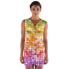 Spots Paint Color Green Yellow Pink Purple Wrap Front Bodycon Dress by Alisyart