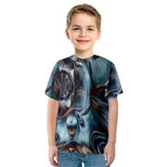 Light Color Floral Grey Kids  Sport Mesh Tee