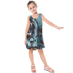 Light Color Floral Grey Kids  Sleeveless Dress