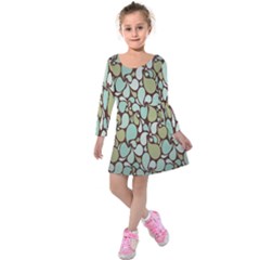 Leaf Camo Color Flower Floral Kids  Long Sleeve Velvet Dress