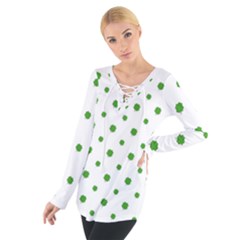 Saint Patrick Motif Pattern Women s Tie Up Tee by dflcprintsclothing