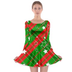 Background Abstract Christmas Long Sleeve Skater Dress