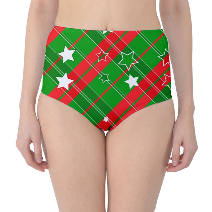 Background Abstract Christmas High-Waist Bikini Bottoms