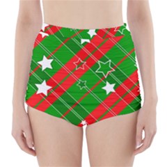 Background Abstract Christmas High-Waisted Bikini Bottoms