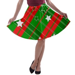 Background Abstract Christmas A-line Skater Skirt