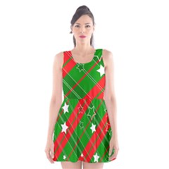 Background Abstract Christmas Scoop Neck Skater Dress