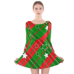 Background Abstract Christmas Long Sleeve Velvet Skater Dress