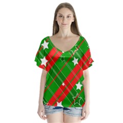 Background Abstract Christmas Flutter Sleeve Top