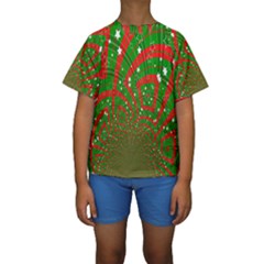 Background Abstract Christmas Pattern Kids  Short Sleeve Swimwear