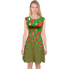 Background Abstract Christmas Pattern Capsleeve Midi Dress