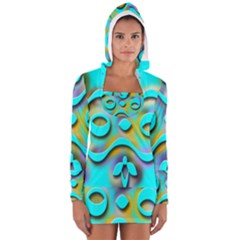 Background Braid Fantasy Blue Women s Long Sleeve Hooded T-shirt by Nexatart