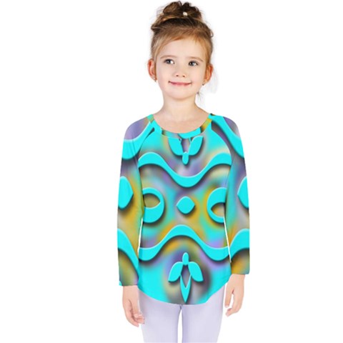 Background Braid Fantasy Blue Kids  Long Sleeve Tee by Nexatart