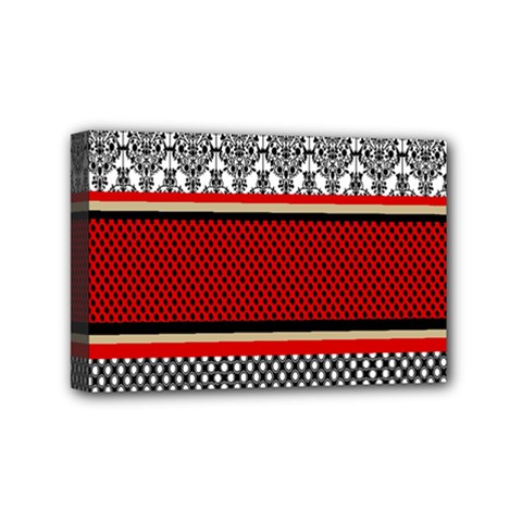 Background Damask Red Black Mini Canvas 6  X 4  by Nexatart