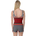 Background Damask Red Black One Piece Boyleg Swimsuit View2