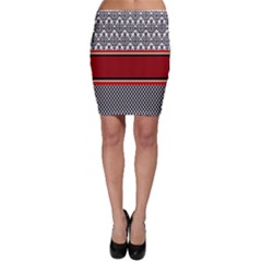 Background Damask Red Black Bodycon Skirt by Nexatart