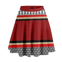 Background Damask Red Black High Waist Skirt by Nexatart