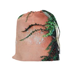 Background Stone Wall Pink Tree Drawstring Pouches (extra Large) by Nexatart
