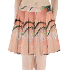 Background Stone Wall Pink Tree Pleated Mini Skirt by Nexatart