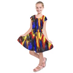 Banner Header Plasma Fractal Kids  Short Sleeve Dress by Nexatart