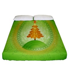 Beautiful Christmas Tree Design Fitted Sheet (queen Size)